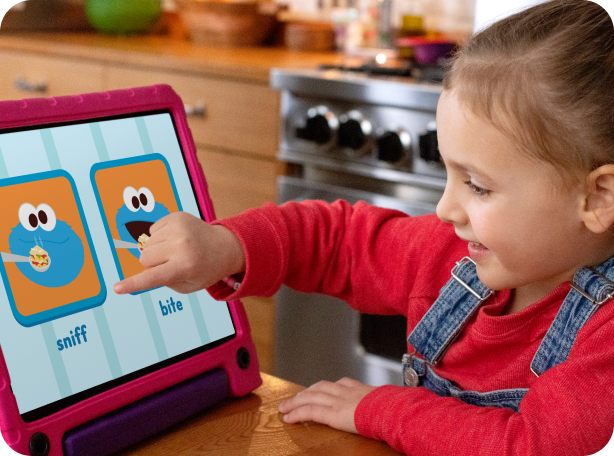 Child playing with Learn With Sesame Street app