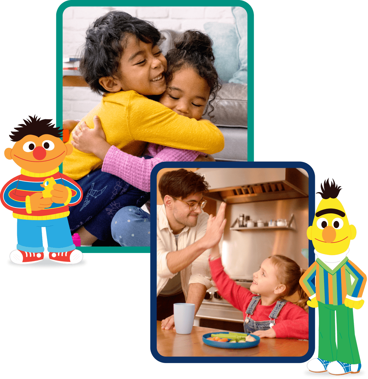 Sesame characters and children learning